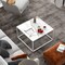 Modern Glass Square Coffee Table with Metal Frame for Living Room - 27.5" x 27.5" x 16" (L x W x H)